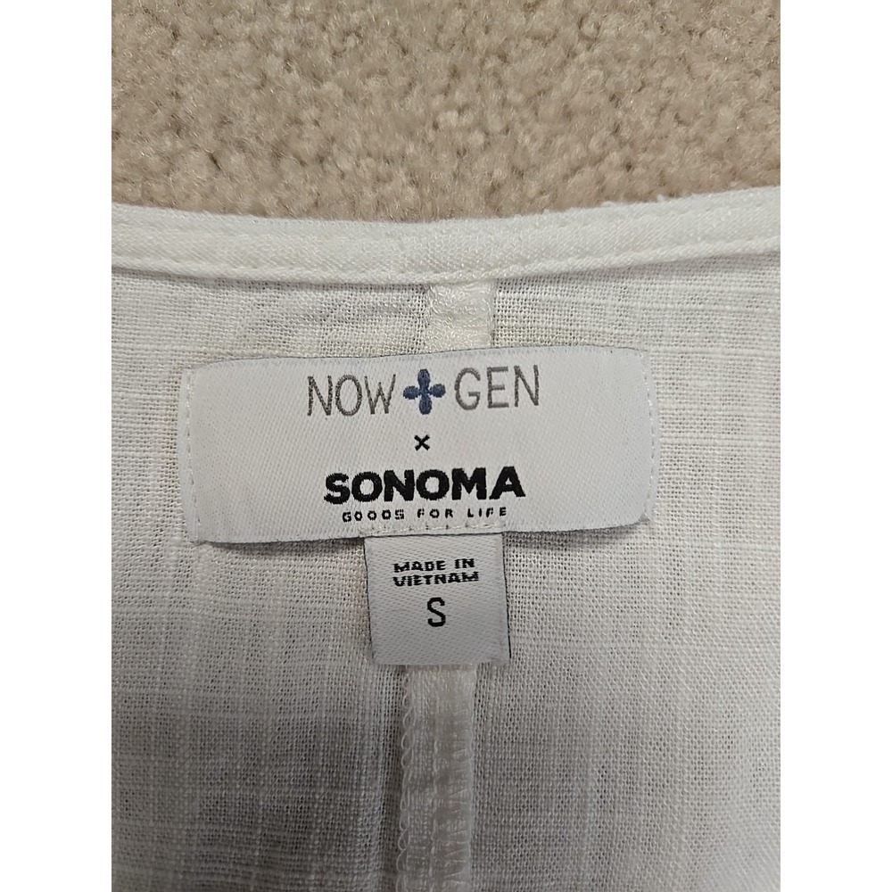 SONOMA Goods for Life + Now & Gen Linen-Blend Midi ShirtdressWhite Sz S - Picture 3 of 10
